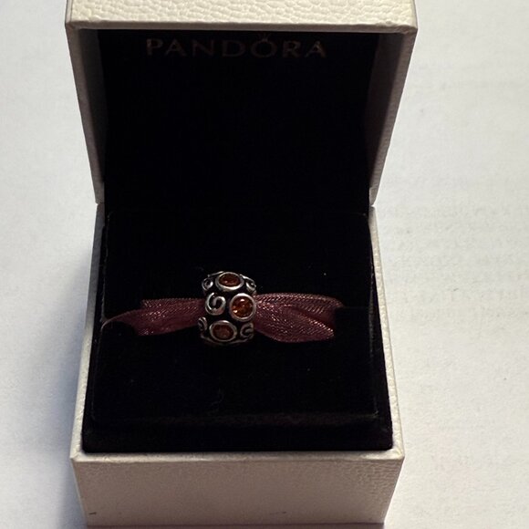 Authentic Pandora Silver 925ALE Primrose Path ORANGE CZ Charm 790330CZ - Picture 3 of 3